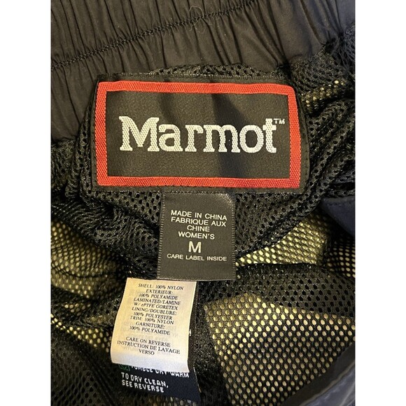 MARMOT Gore-Tex Snowboarding Pants Navy Blue Full Side Zip Knee Pads Women's Med - Picture 10 of 14